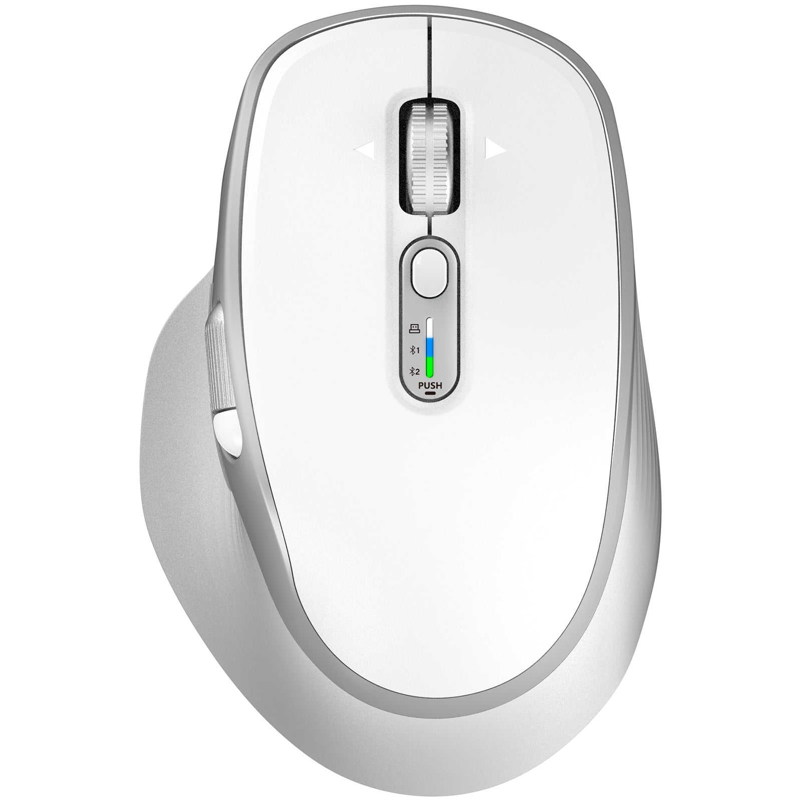 Wireless Bluetooth Mouse with Thumb Scroll,Dual Bluetooth 5.1&2.4GHz Rechargeable Cordless Computer Mouse, 4800DPI Adjustable(White)