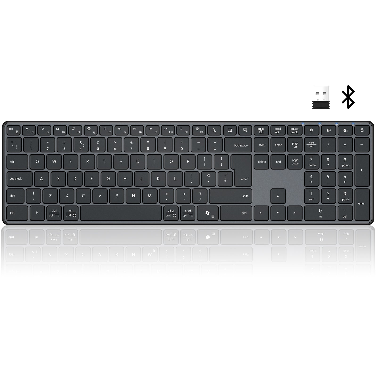 K925 Wireless Bluetooth Keyboard Multi-Device Full Size Wireless Keyboard with Number Pad,Ultra-Thin Silent Multimedia Key board Quiet Typing for Windows/PC/Laptop/Phone