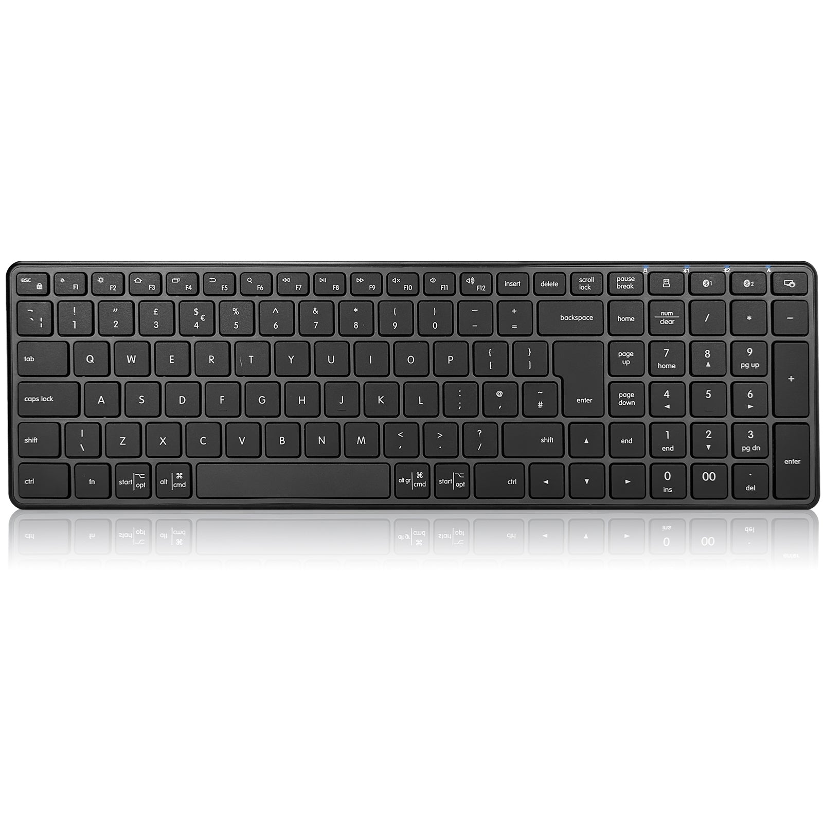 Wireless Bluetooth Keyboard,USB+BT×2,Multi-Device Ultra Slim Quiet PC Computer Compact Keyboards,Number Pad,Plug&Play,Lag-Free Ergo,Keyboard for iPad,Mac,Windows,Laptop,Tablet,Smart TV,Phone
